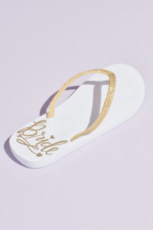 flip flops gold and white