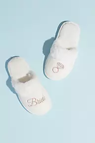 DB Studio Metallic Embroidered Bride Slippers
