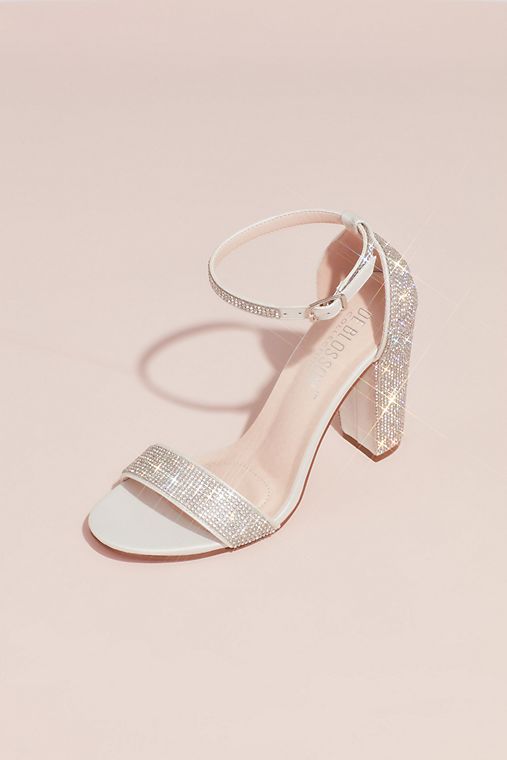 DB Studio Crystal Block Heel Sandals with Shimmering Accents