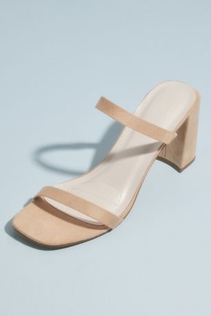 DB Studio Beige;Black;Ivory;Pink;White Heeled Sandals (Two-Strap Block Heel Mules)