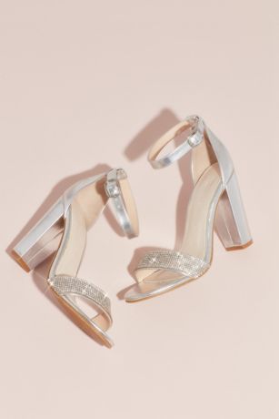 silver bridesmaid shoes block heel