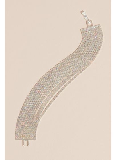 Layered Strands Iridescent Rhinestone Bracelet - Wedding Accessories