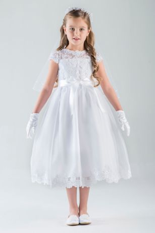 lace sleeve communion dress