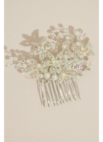 Crystal Floral Spray Decorative Hair Comb - Wedding Accessories