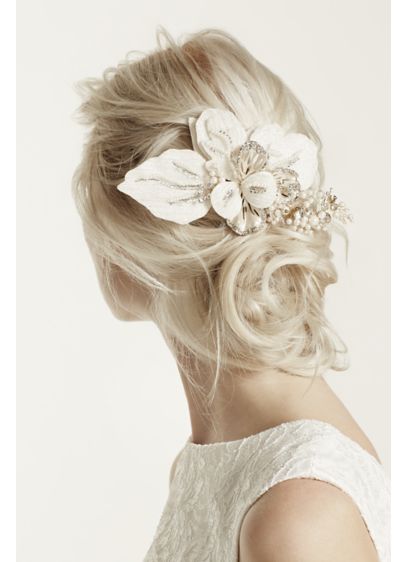 Floral Headpiece With Pearls And Crystals David S Bridal