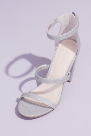 2 inch silver block heels
