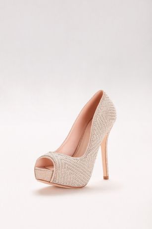 nude platform peep toe heels