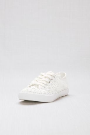 white lace slip on shoes