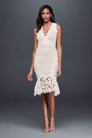 white lace fishtail midi dress