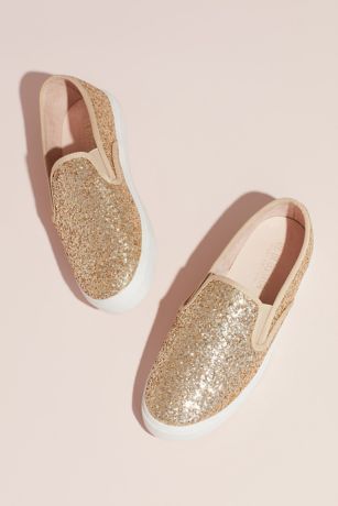 gold glitter slip on shoes