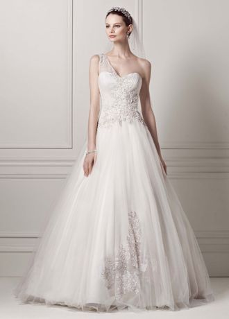 oleg cassini one shoulder wedding dress