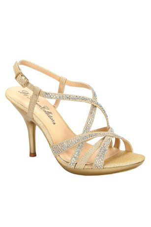 High Heel Sandal with Crystal T-Strap - Davids Bridal
