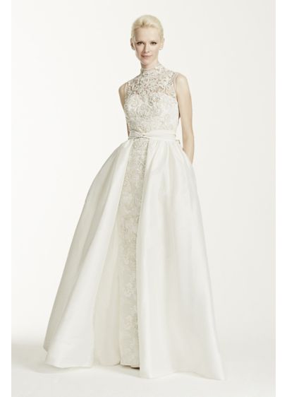 Oleg Cassini High Neck Lace Wedding Dress - Davids Bridal