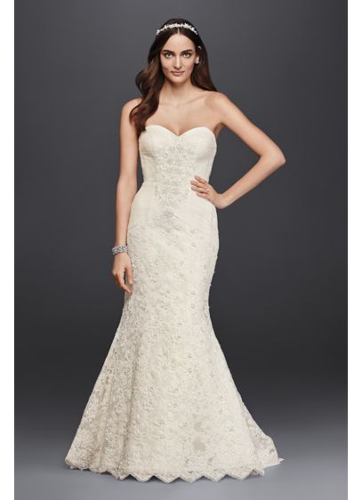 Oleg Cassini Strapless Lace Trumpet Wedding Dress David Oleg Cassini Strapless Lace Trumpet Wedding Dress David