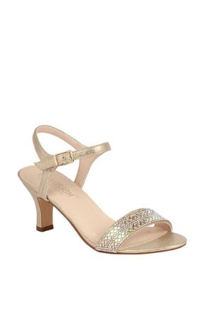 Crystal Encrusted Strap Heeled Ankle Sandals David S Bridal