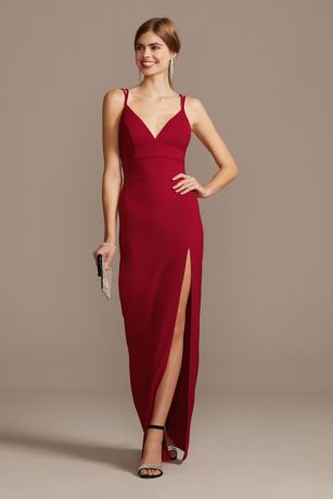 red velvet spaghetti strap dress