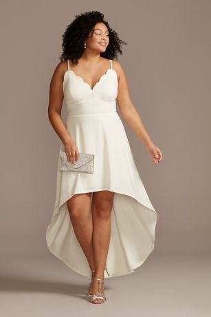 Scalloped V-Neck Plus Size Dress with ...