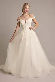 Oleg Cassini Lace and Tulle Ball Gown Wedding Dress
