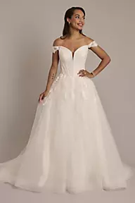 Oleg Cassini Lace and Tulle Ball Gown Wedding Dress