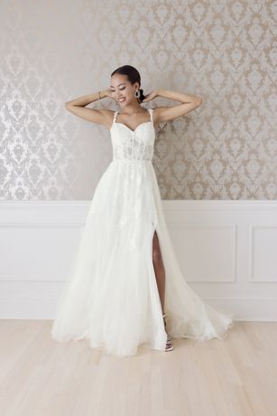 Picture of Tulle Tank Ball Gown with Floral Lace Appliques