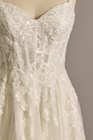 Picture of Tulle Tank Ball Gown with Floral Lace Appliques