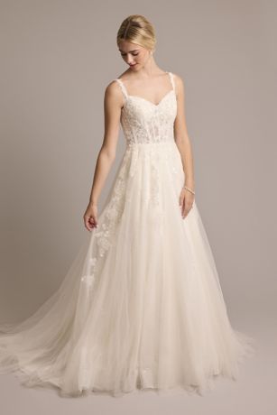 Picture of Tulle Tank Ball Gown with Floral Lace Appliques