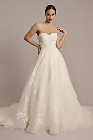 Oleg Cassini Strapless 3D Floral Organza Wedding Dress