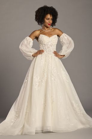Picture of Beaded Tulle Wedding Dress with Detachable Sleeves