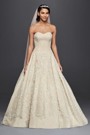 oleg cassini beaded lace wedding dress