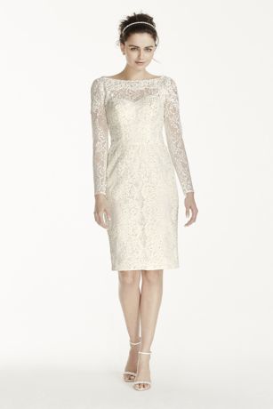 long sleeve short lace wedding dress