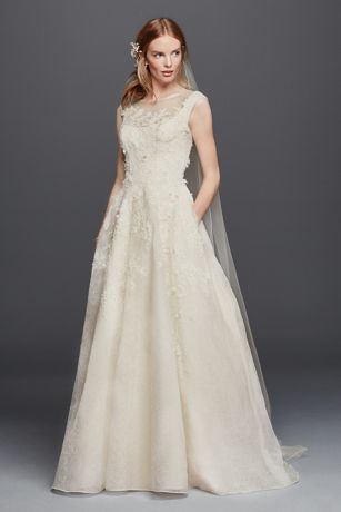 oleg cassini cap sleeve wedding dress