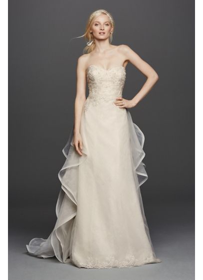 Strapless Lace Wedding Dress with Removable Train - Davids Bridal