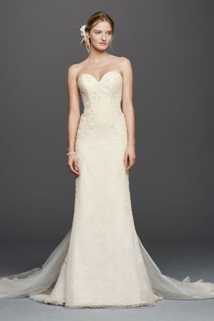 oleg cassini sheath wedding dress