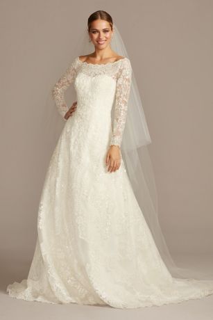 off the shoulder wedding dress a line