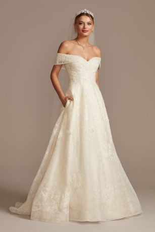 oleg cassini a line wedding dress