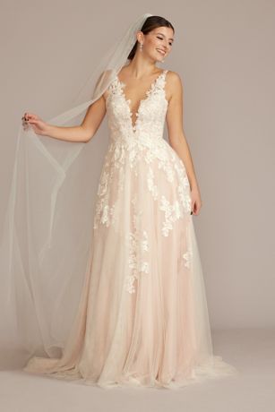 Picture of Illusion Plunge V-Neck Lace Wedding Gown