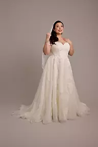 Short Straps Lace Wedding Dress With Corset Back-MK_700186