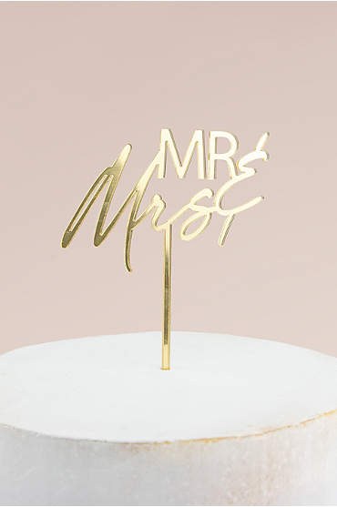 Mr And Mrs Gold Acrylic Cake Topper