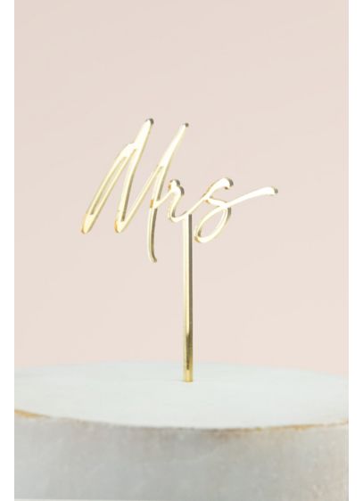 Mrs Acrylic Gold Cake Topper - Wedding Gifts & Decorations