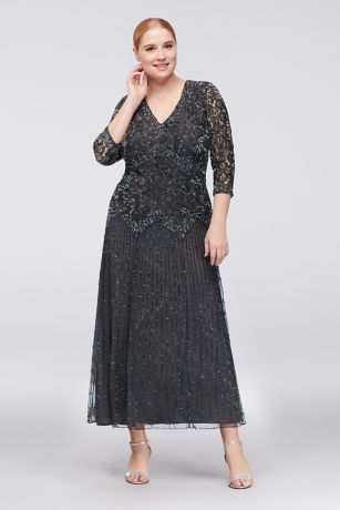 pisarro nights grey beaded dress