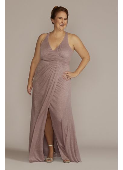 Plus Glitter Knit Wrap Tank Dress with Skirt - Show up to the occasion ready to party