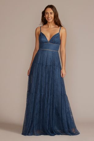 Picture of Floor Length V-Neck Allover Lace Gown