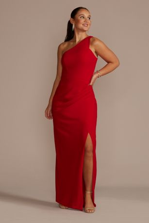 Picture of One-Shoulder Crepe Sheath with Slit