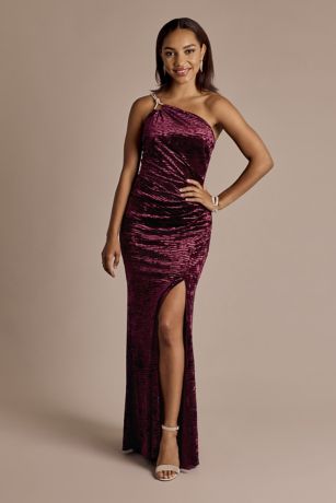 Picture of Crystal One-Shoulder Crushed Velvet Sheath Dress