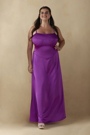 Picture of Matte Satin Drop Waist Corset A-Line Dress
