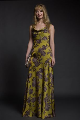 Picture of Floral Matte Satin Cowl Neck Tank Sheath Dress