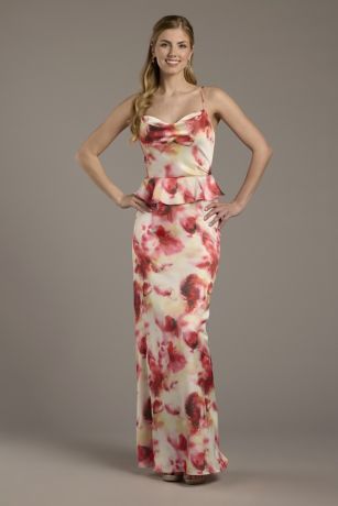 Picture of Floral Jacquard Peplum Sheath Dress