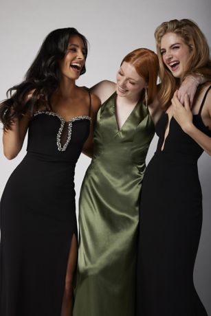 Picture of Charmeuse Cross-Back Plunge A-Line Dress