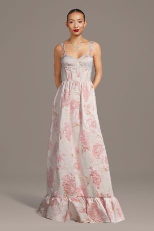Picture of Floral Brocade Corset A-Line Dress