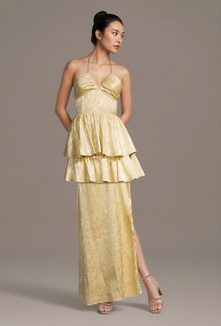 Picture of Charmeuse Tiered A-Line Halter Dress